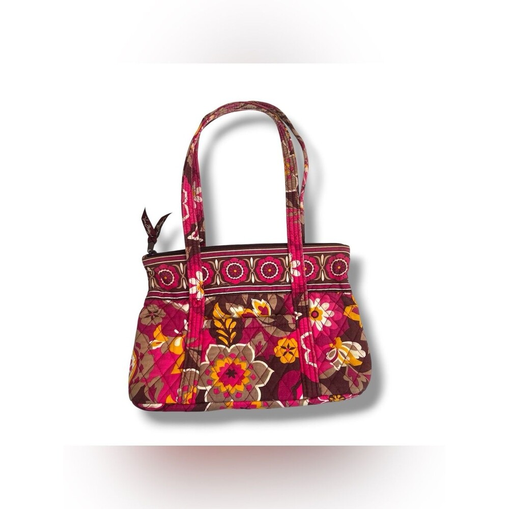 Vera Bradley Carnaby Floral Betsy Quilted Shoulder Bag Tote Pink Brown Purse